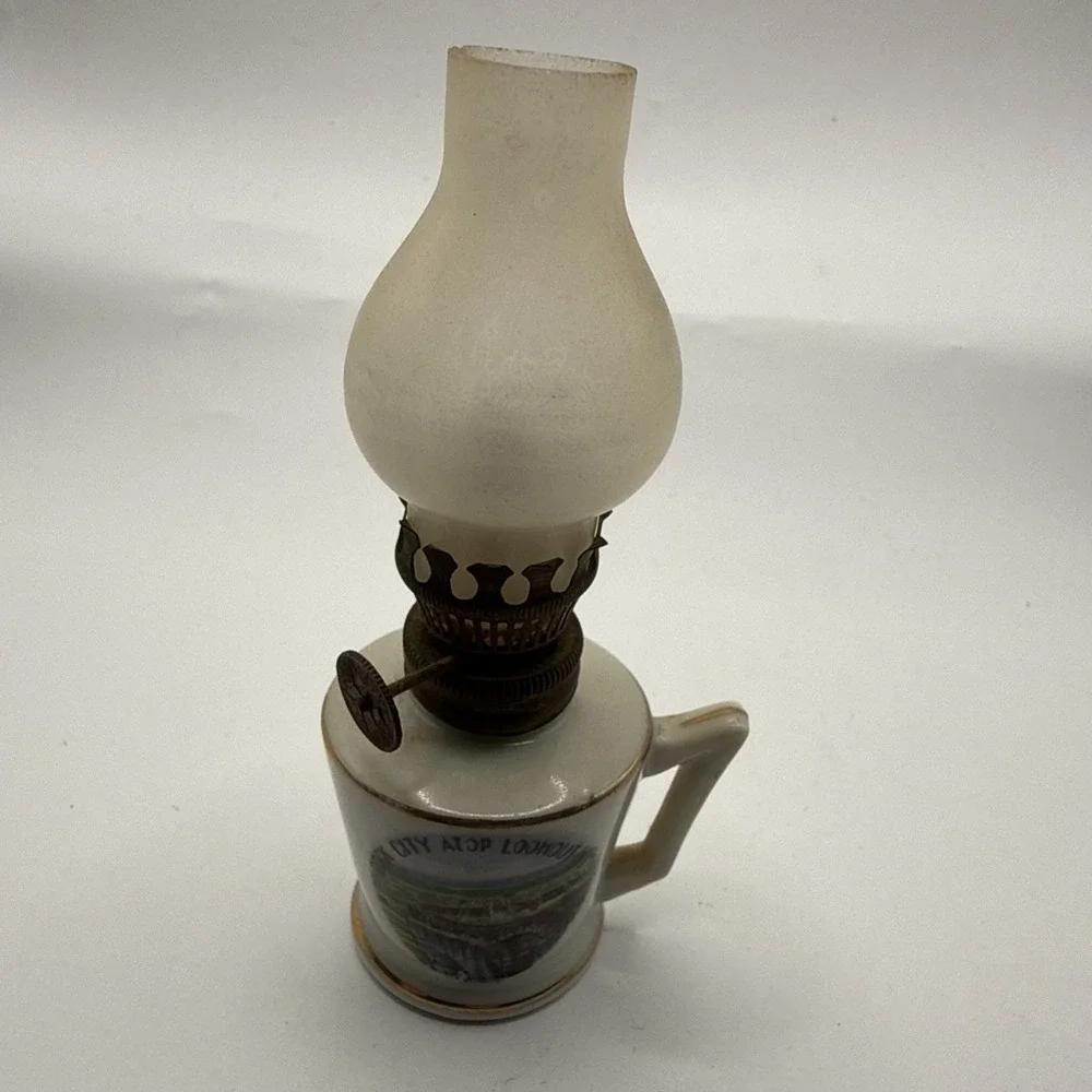Vintage Rock City Atop Lookout MT Souvenir Miniature Oil Lamp
